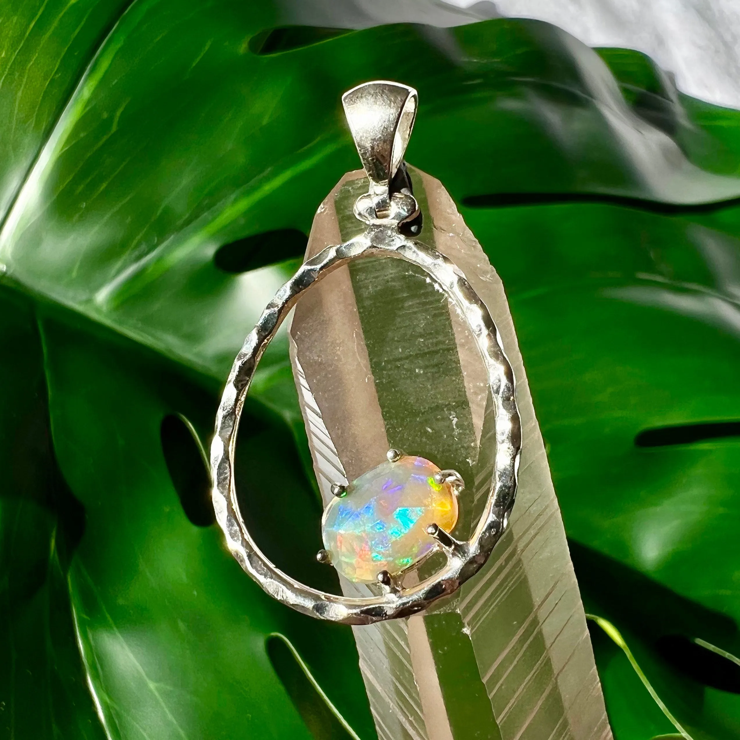 Ethiopian Opal Ring of Rainbow Fire Pendant