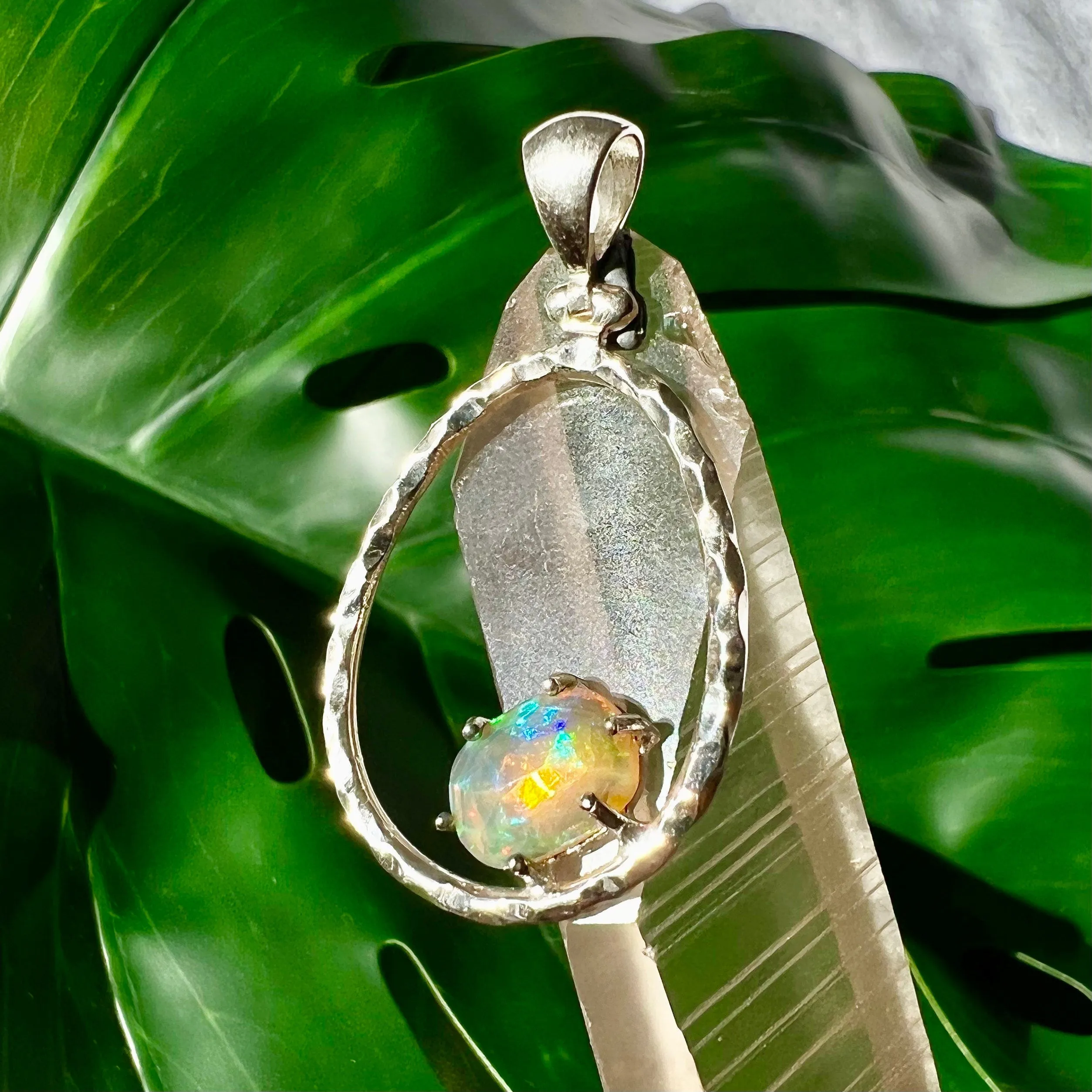Ethiopian Opal Ring of Rainbow Fire Pendant