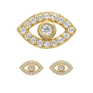 Evil Eye Stud 14K Gold Plated Stud Earrings Cubic Zirconia Jewelry Men Women