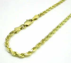Fabulous 10K Yellow Gold 9 inches Solid Diamond Cut Rope Chain Bracelet
