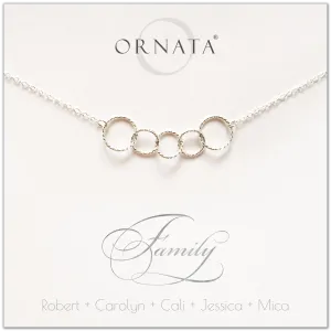 “Family of Five” Sterling Silver Necklace | Two Adults & Three Children