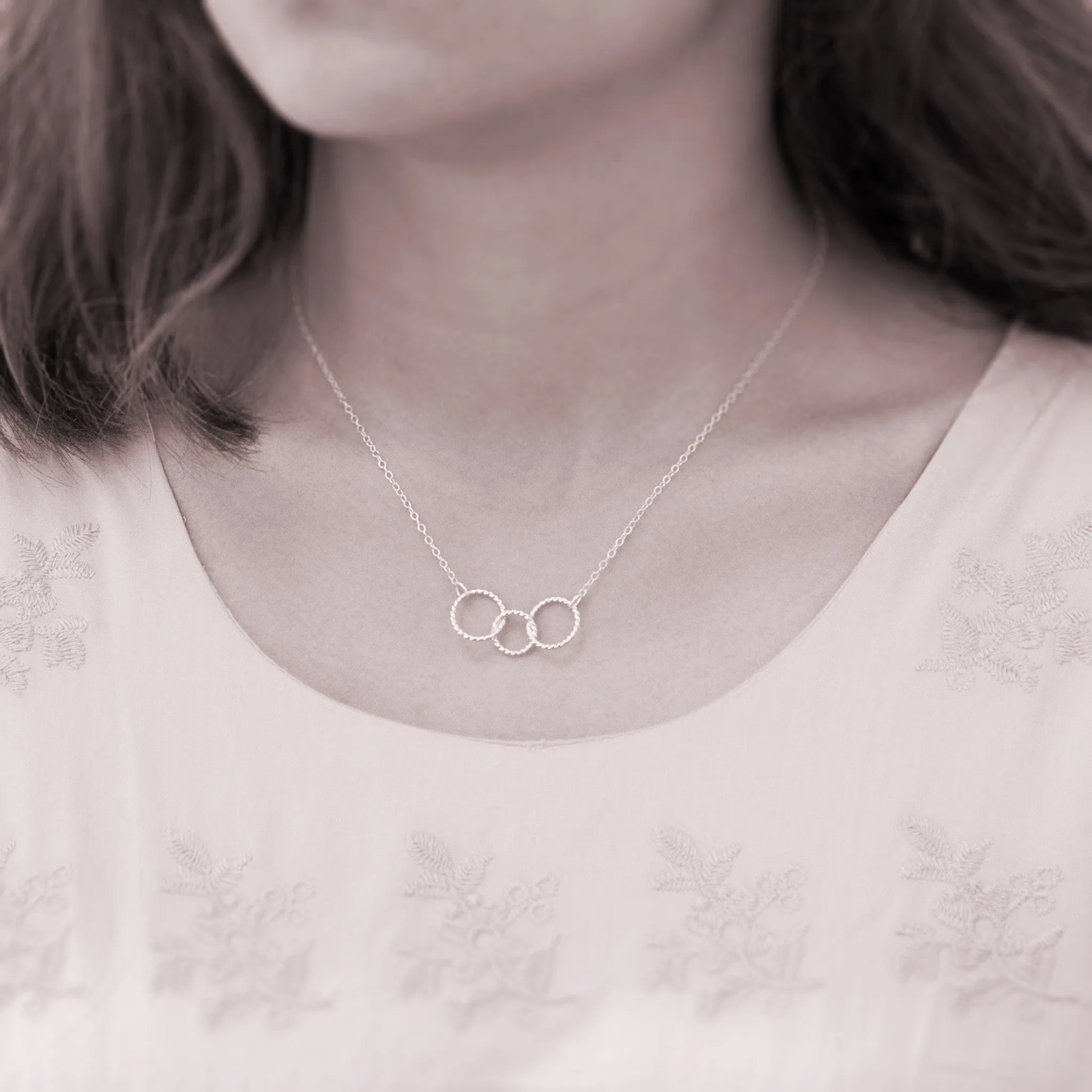 “Family of Three” Sterling Silver Necklace | Two Adults & One Child