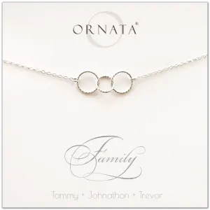 “Family of Three” Sterling Silver Necklace | Two Adults & One Child