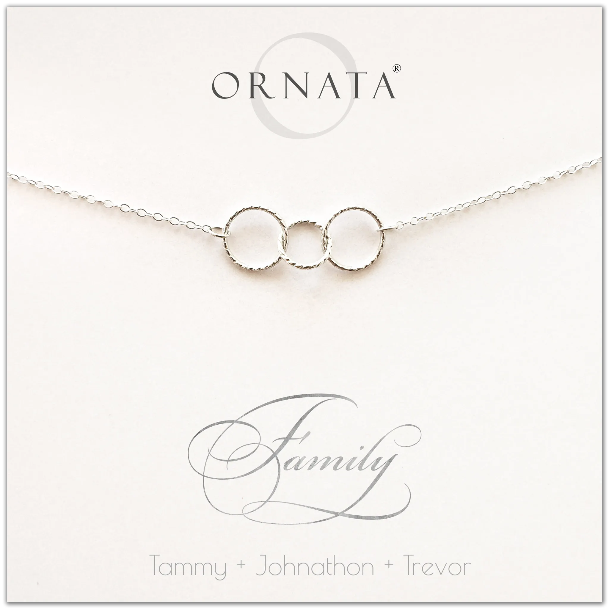 “Family of Three” Sterling Silver Necklace | Two Adults & One Child