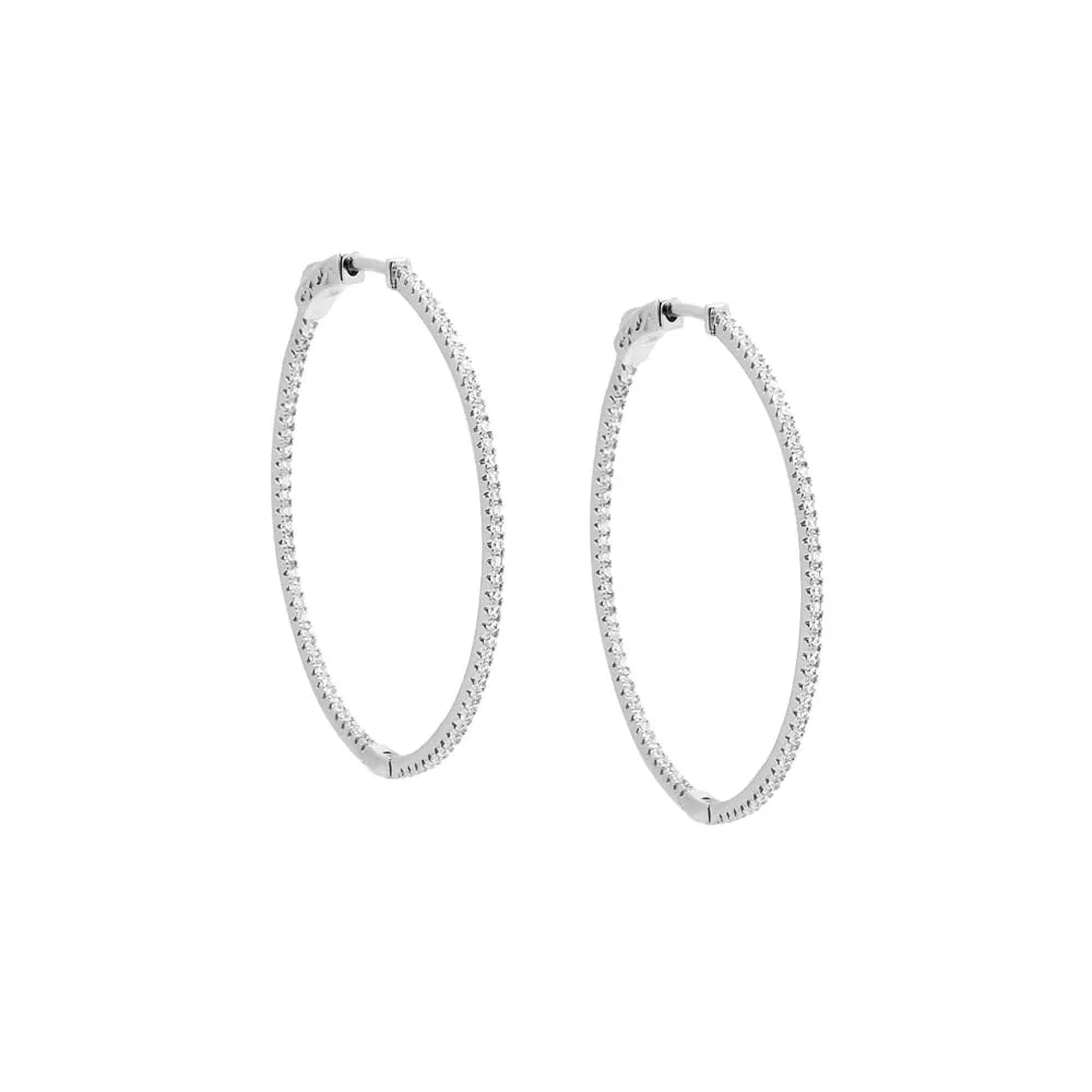 Fancy Thin CZ Open Hoop Earring