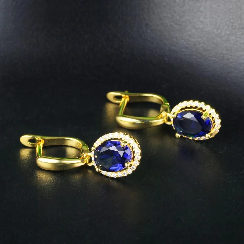 Fashion Party Jewelry Drop Earrings for Women with Blue Cubic Zirconia, Best Gift for Her