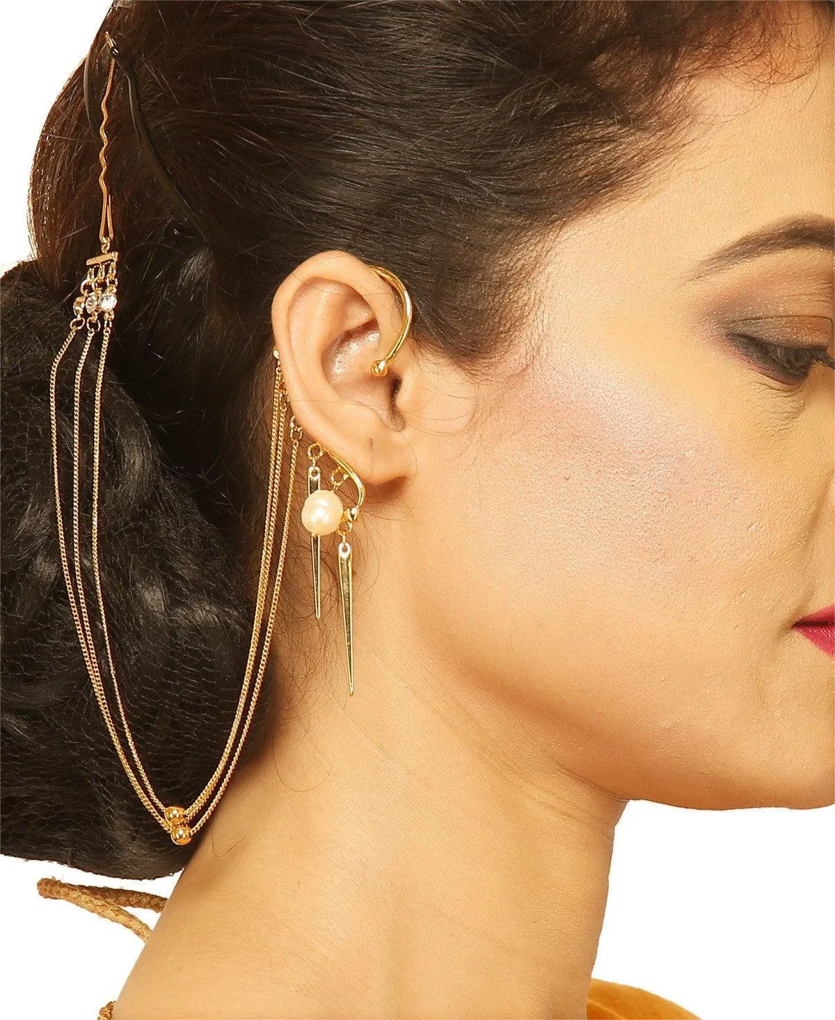 Fashionable Pearl hanging Ear Cuff