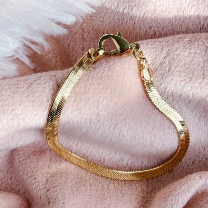 Flat Snake Chain Herringbone Bracelet