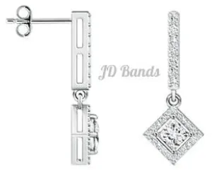 Floating Halo Diamond Dangling Earrings