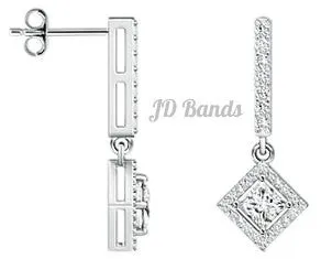 Floating Halo Diamond Dangling Earrings
