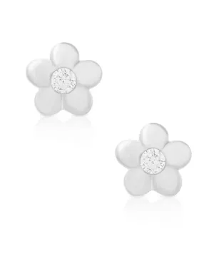 Flower CZ Stud Earrings - Sterling Silver
