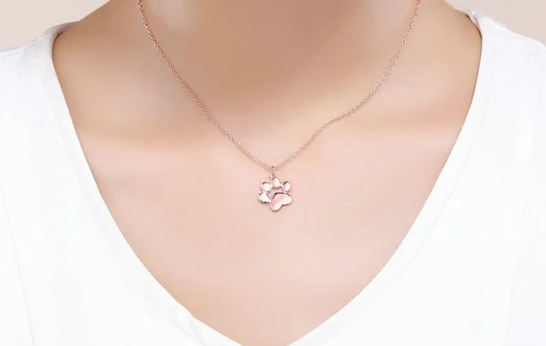 Footprint dog cat paw print foot necklace