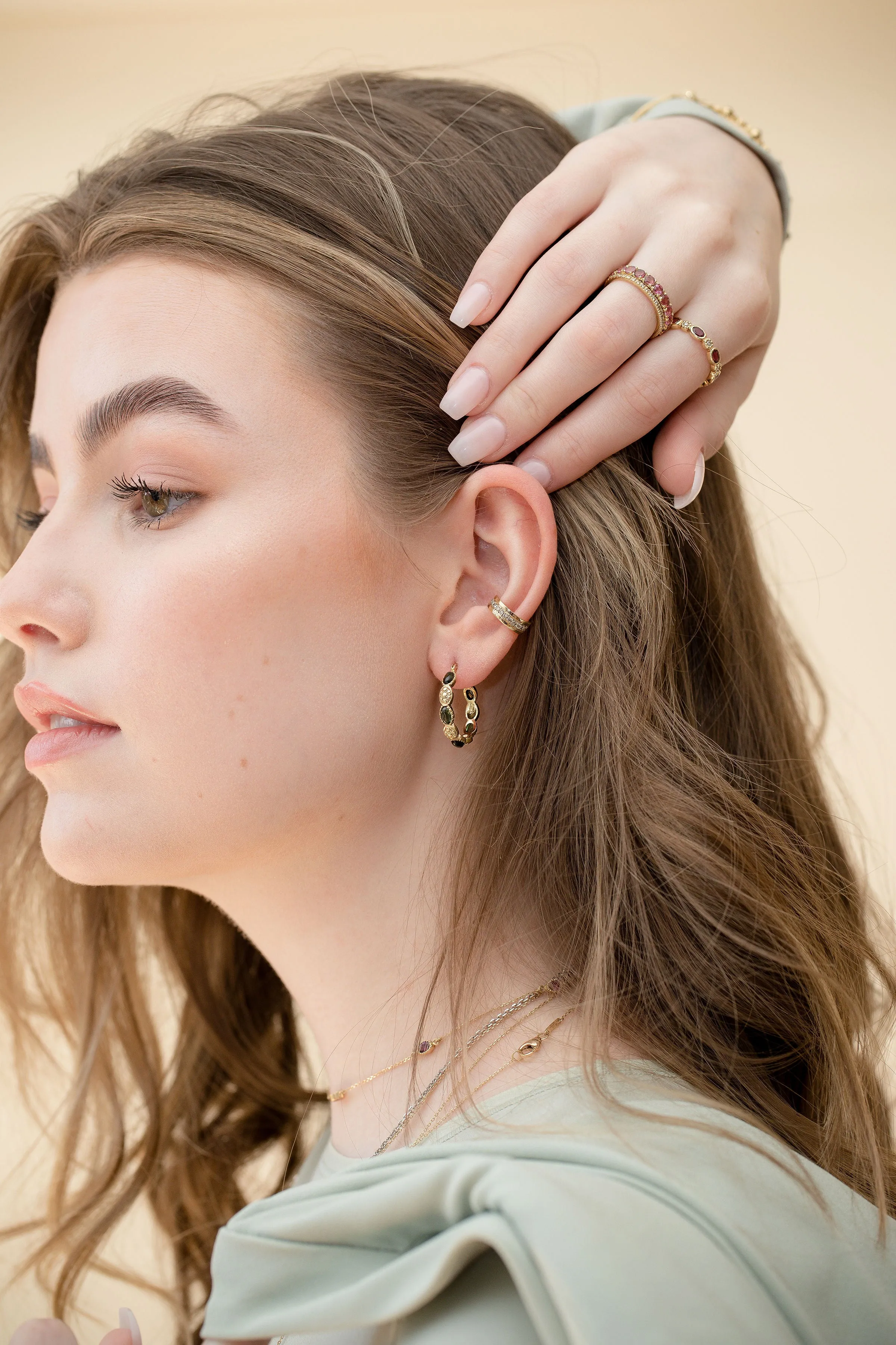 Freestyle Non-Piercing Ear Cuff with Single Row Diamonds