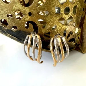 Funky Yellow and White Striped Gold Earrings