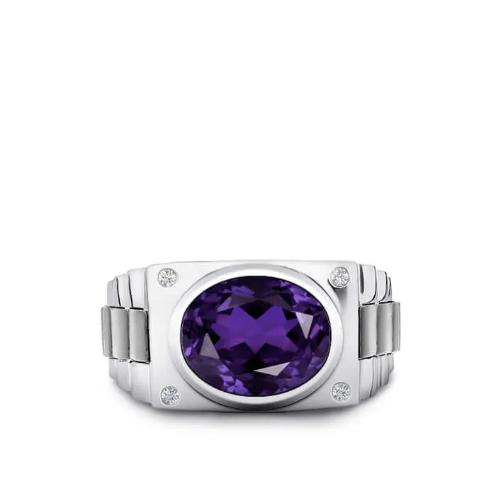 Gem Ring for Men 0.08ct Natural Diamonds Male Jewelry Gift