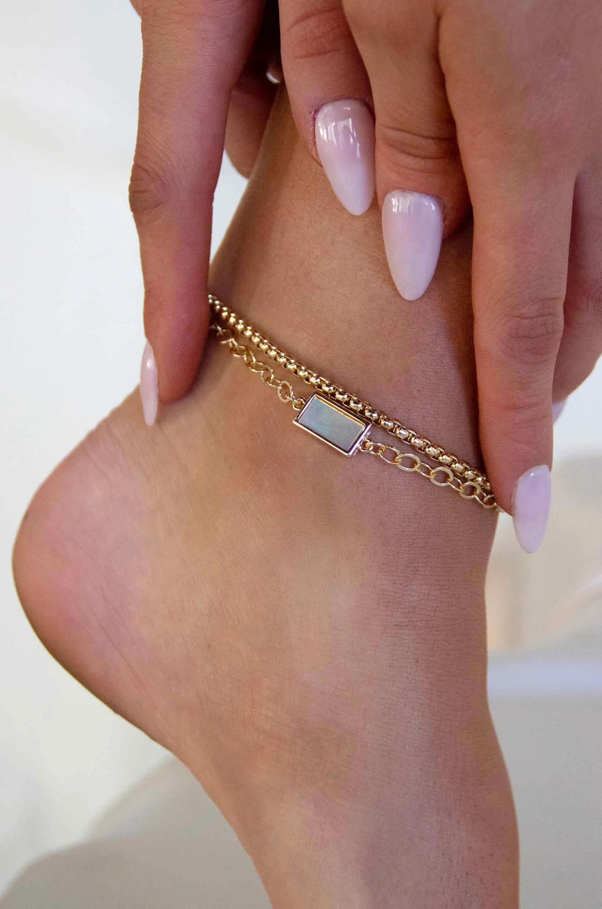 Gemini Mother of Pearl & Anklet Set of 2