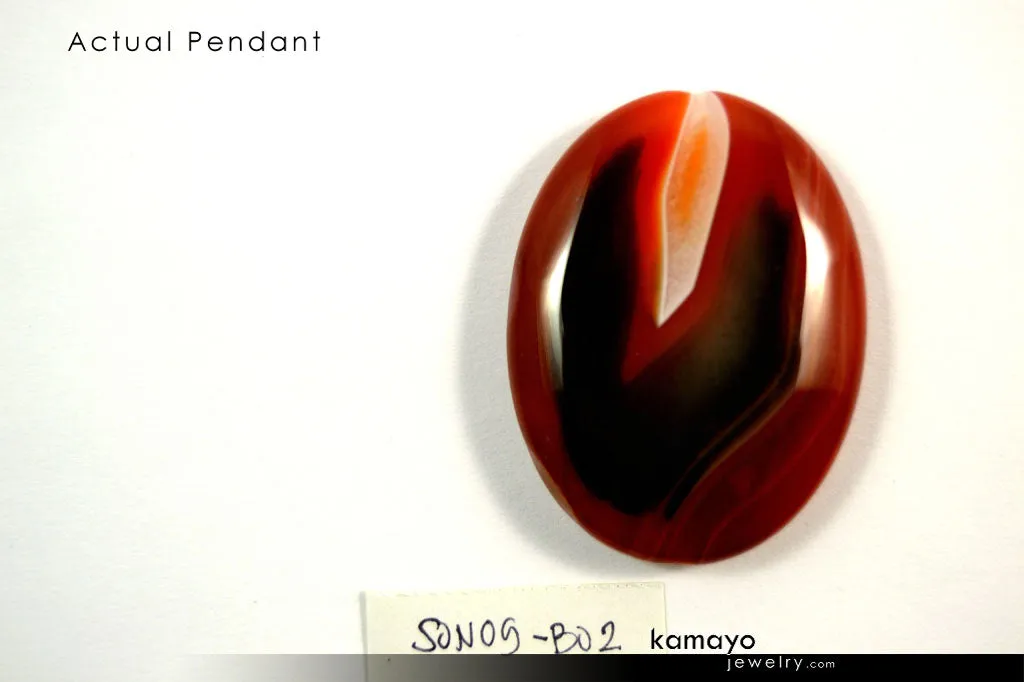 GEMINI NECKLACE - Large Oval Red Agate Pendant and Tiger Eye Beads