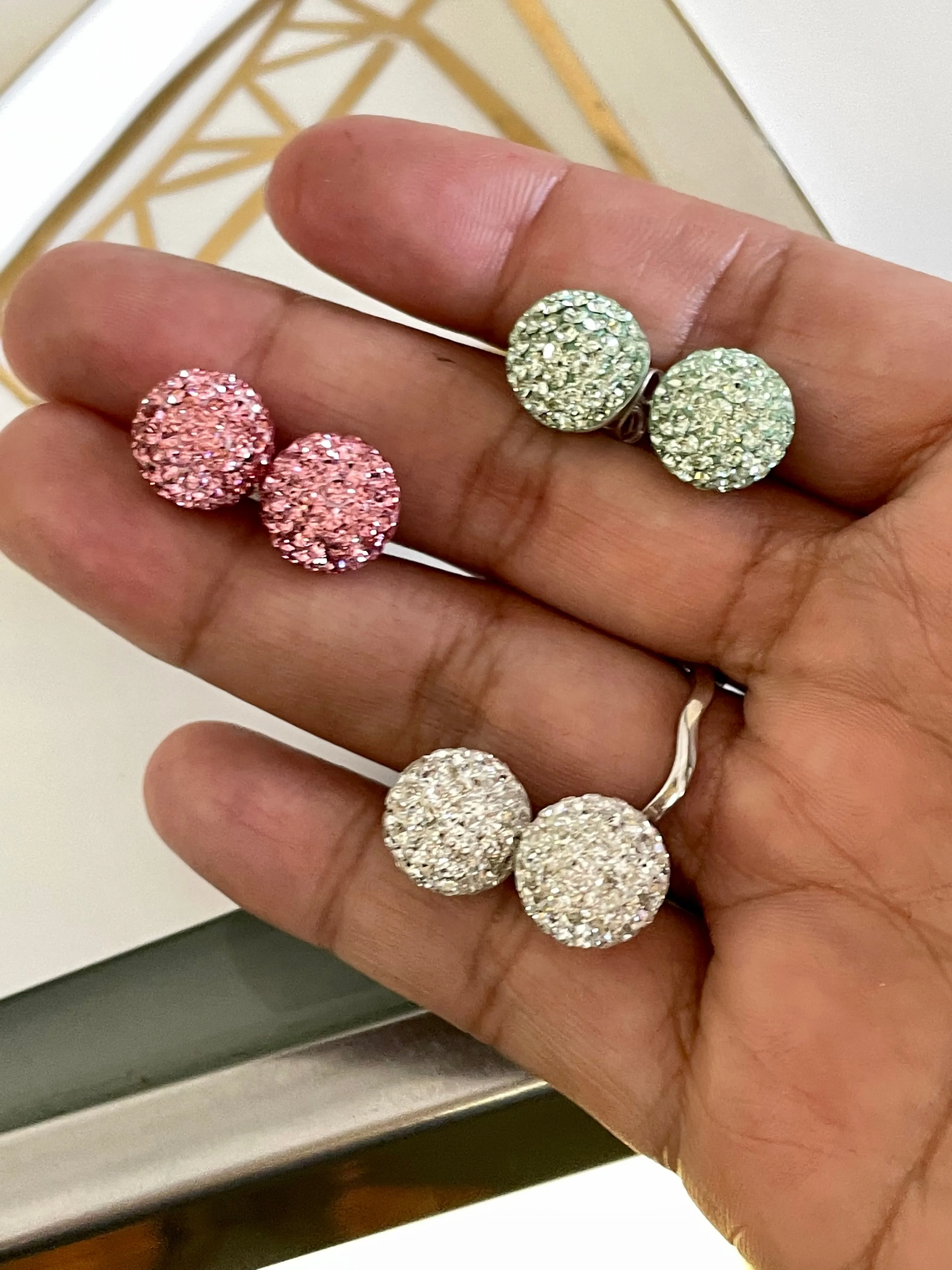 Gemstone Disco Ball Earrings
