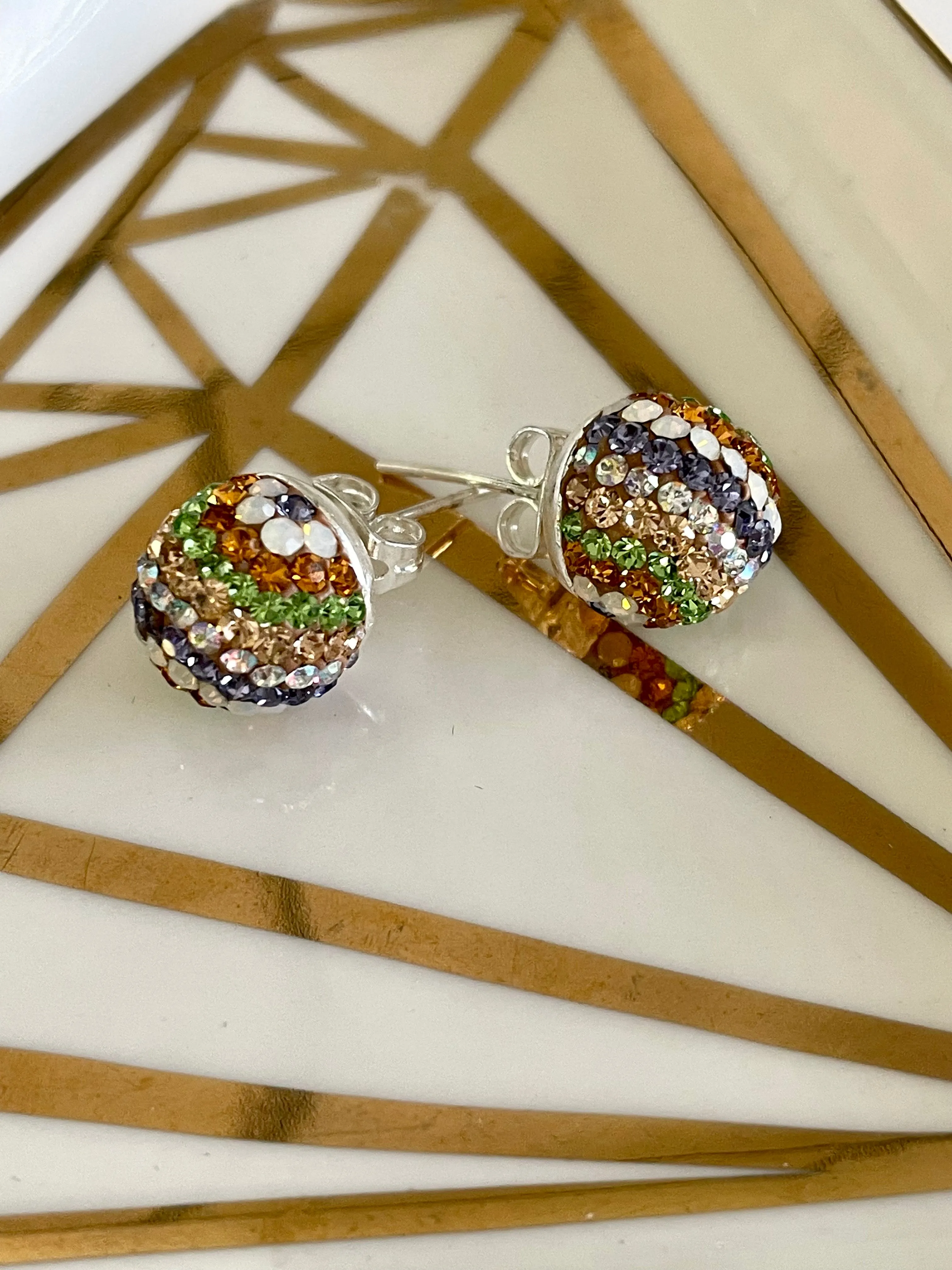 Gemstone Disco Ball Earrings