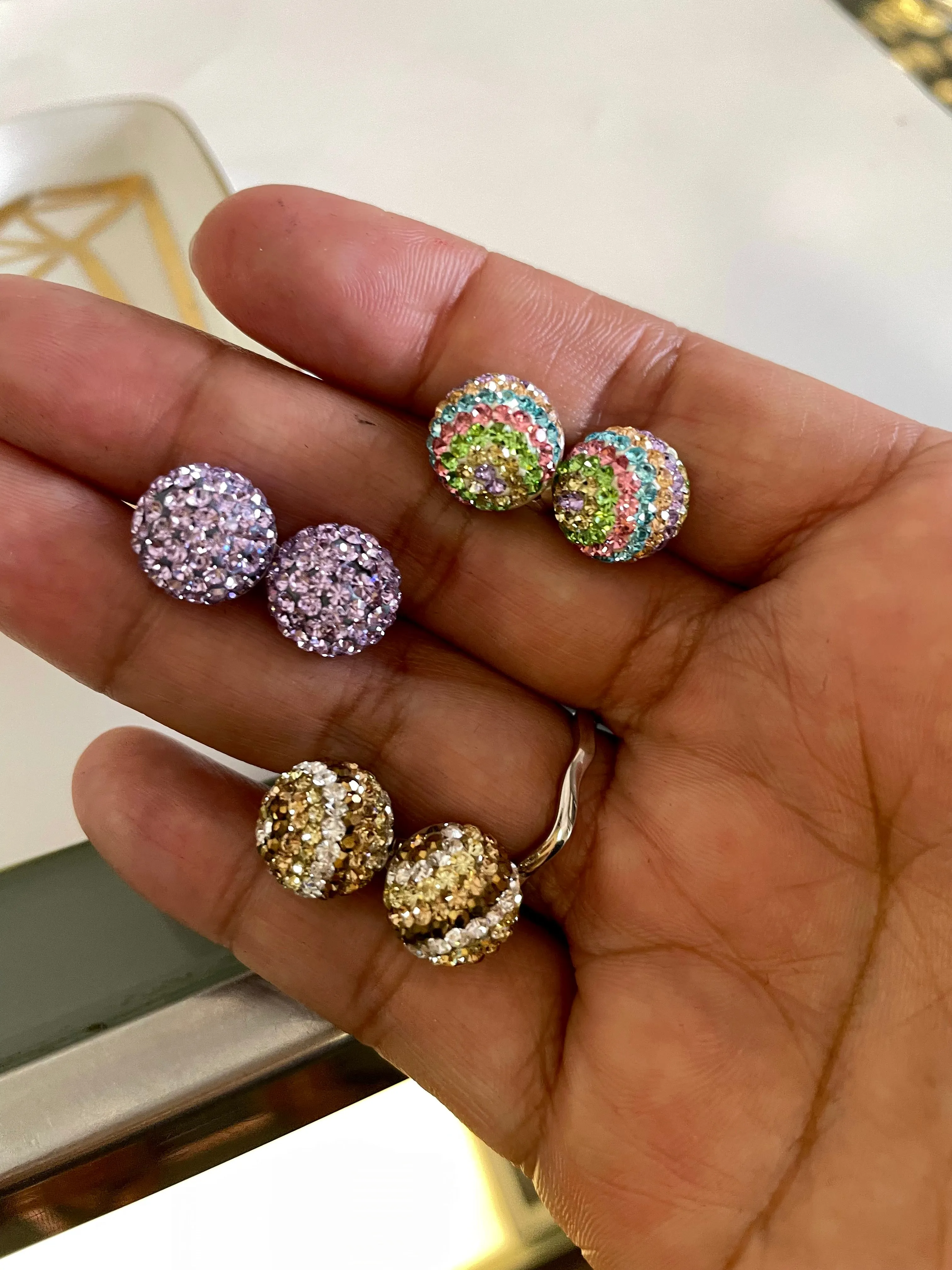 Gemstone Disco Ball Earrings