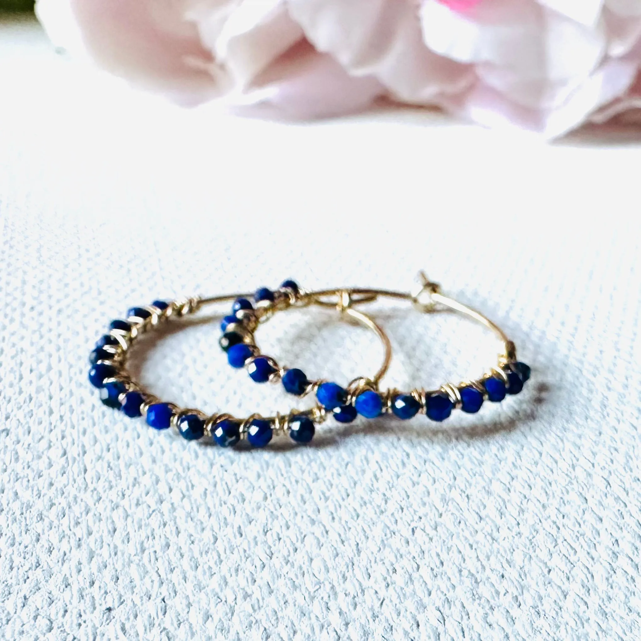 Gemstone Hoop Earrings, Gold Filled Earrings, Circle Earrings, Gemstone Hoop Earrings.