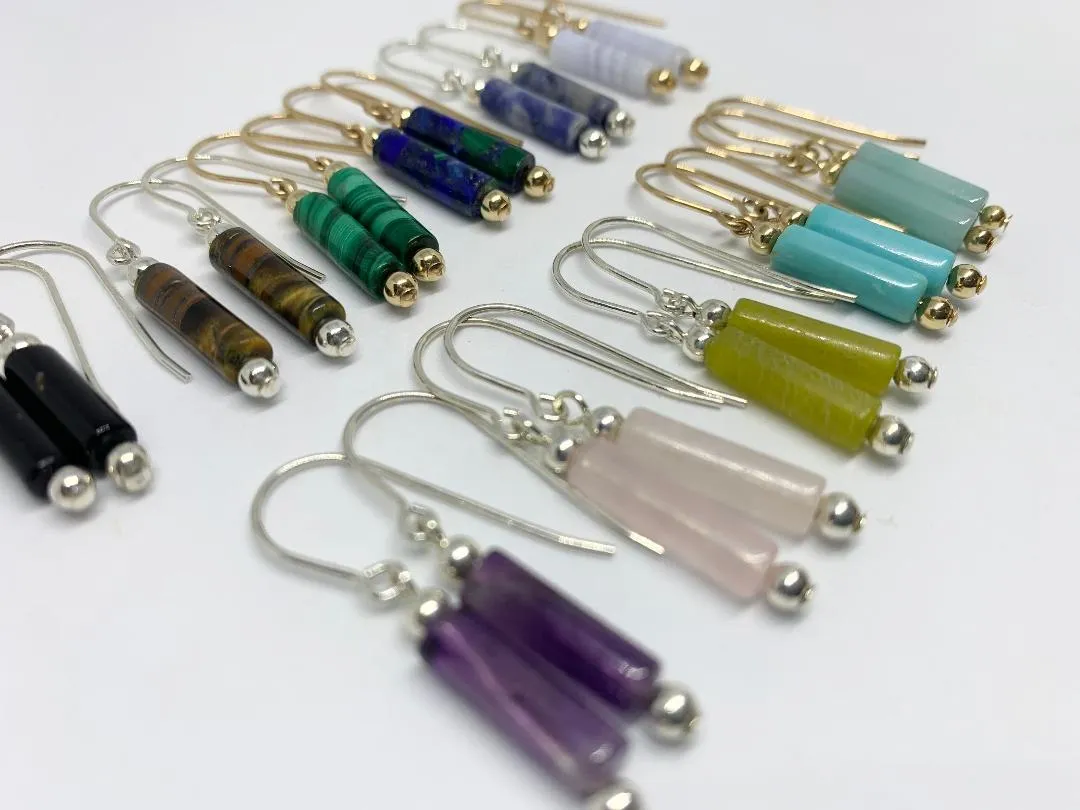 Gemstone Tube Earrings