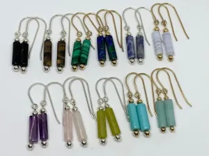 Gemstone Tube Earrings