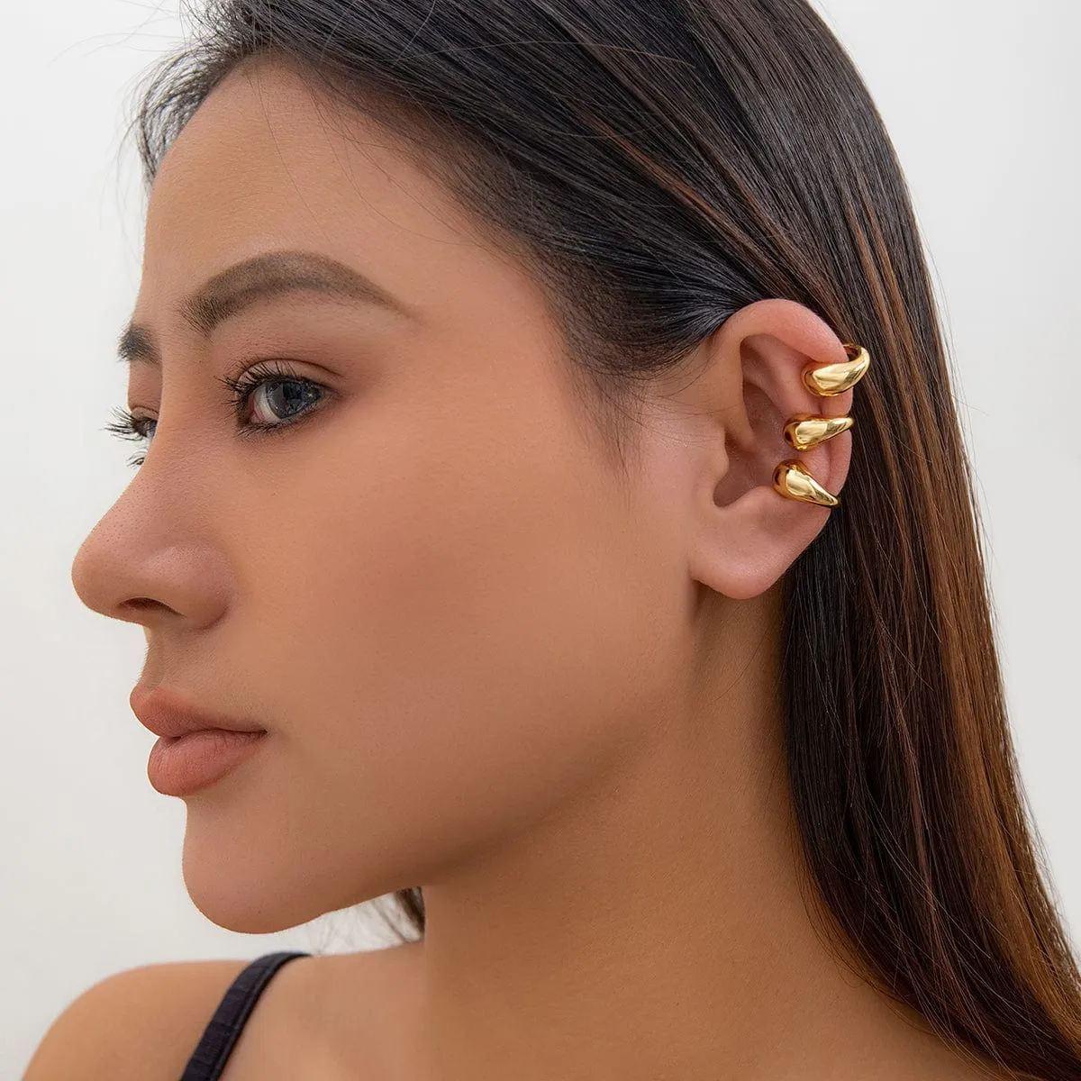 Geometric Gold Silver Plated Ear Cuff Earrings