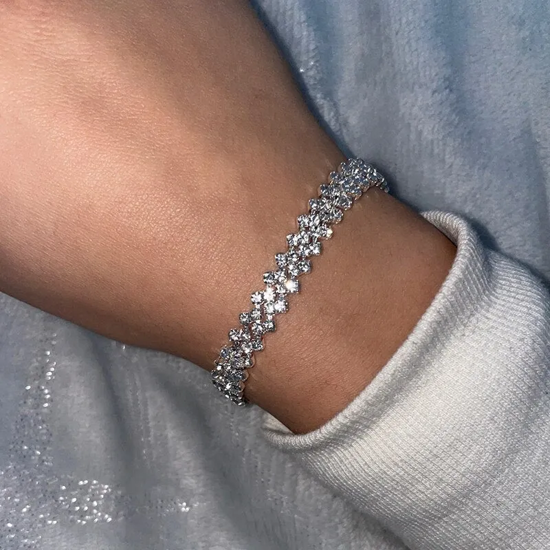 Geometric Rhinestone Anklet for Women - Beach Foot Jewelry in Gold/Silver