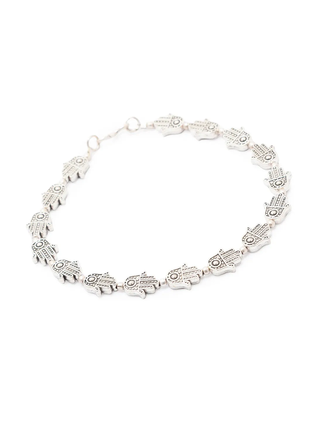 German Oxidised Silver Anklets Hamsa Beads Payal Silver Plating Ethnic Style Paijan Foot Jewellery