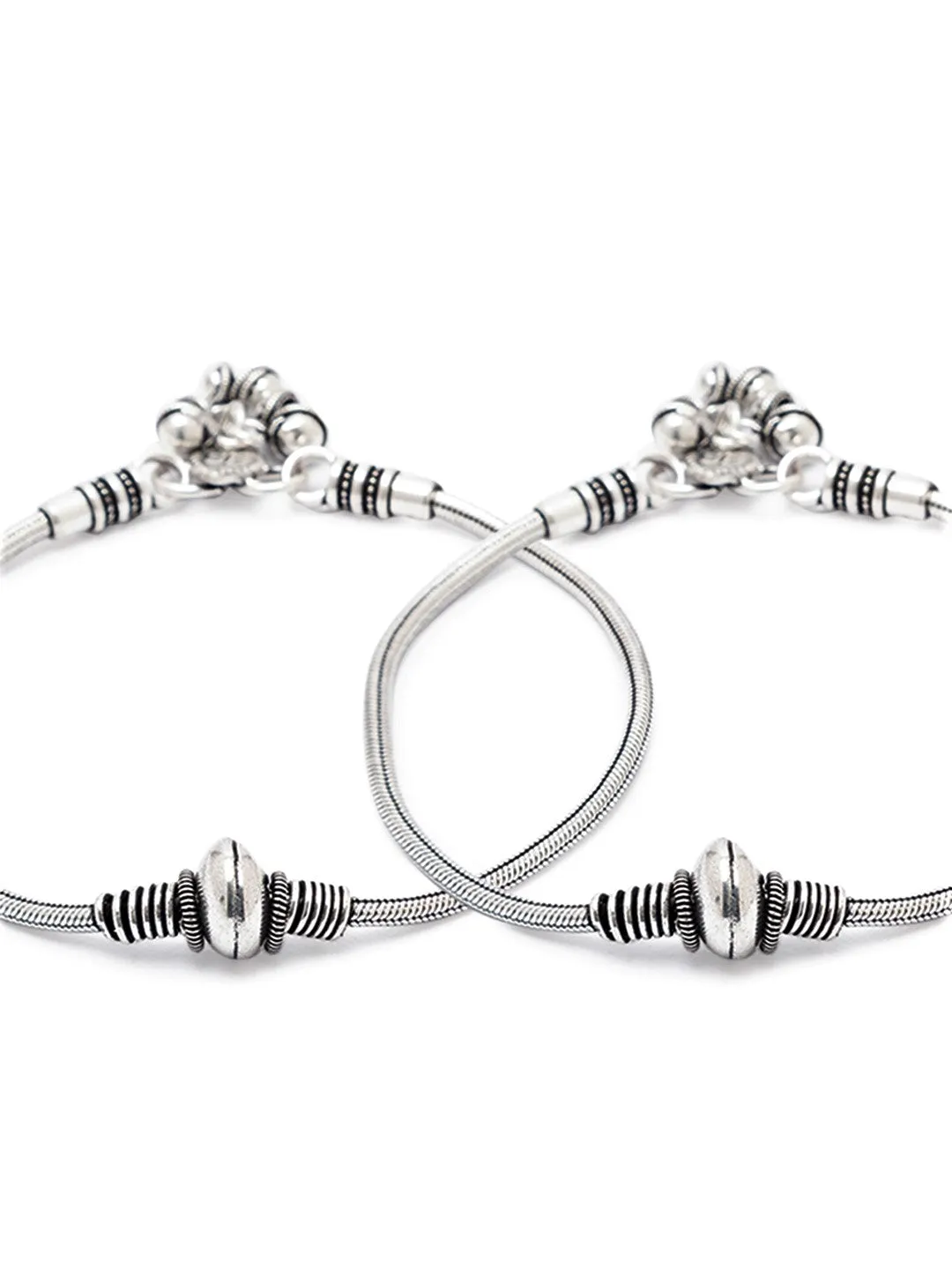 German Oxidised Silver Anklets Maharashtrian Payal Silver Plating Big Beads Ghungroo Foot Jewellery