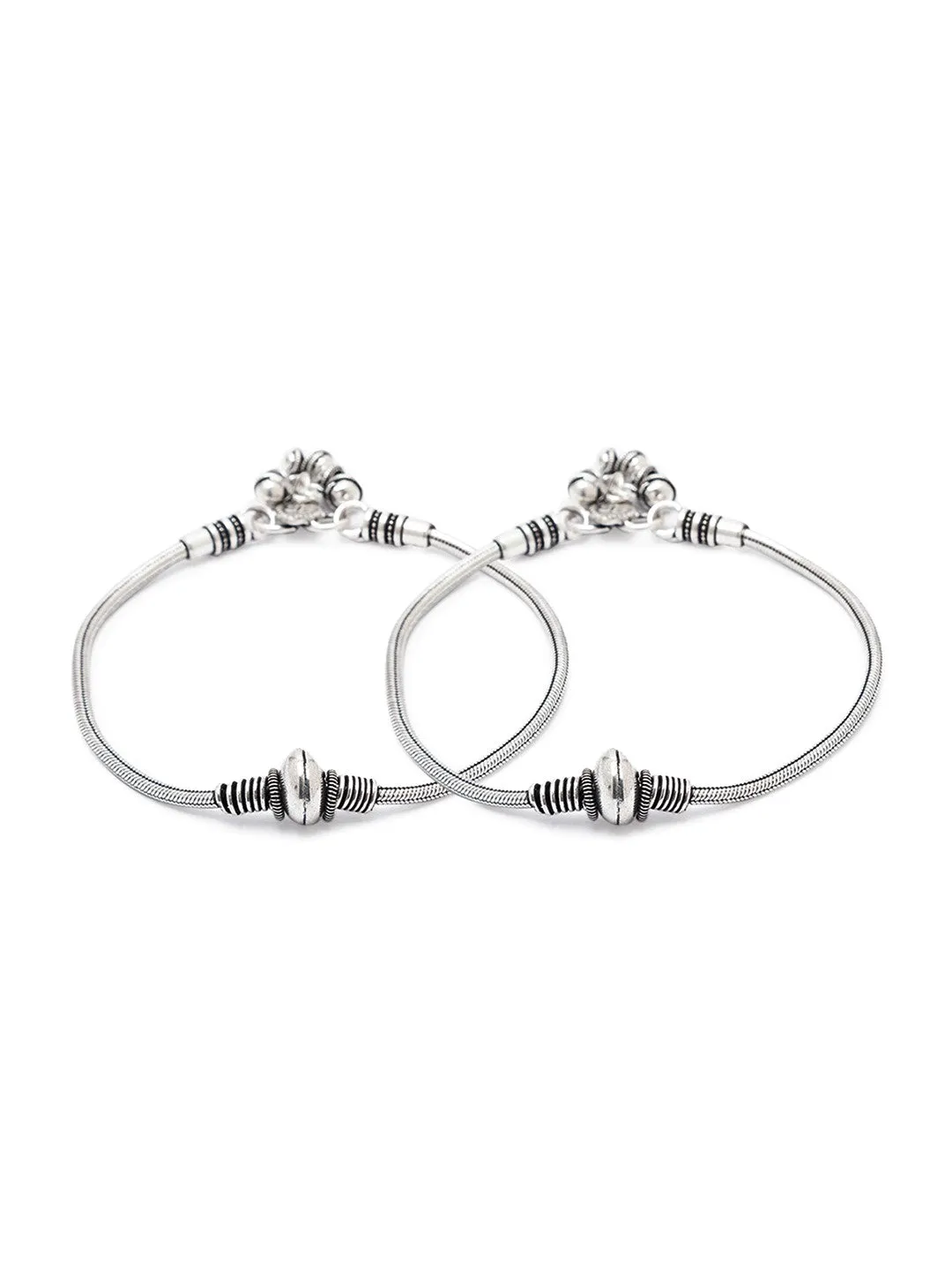 German Oxidised Silver Anklets Maharashtrian Payal Silver Plating Big Beads Ghungroo Foot Jewellery