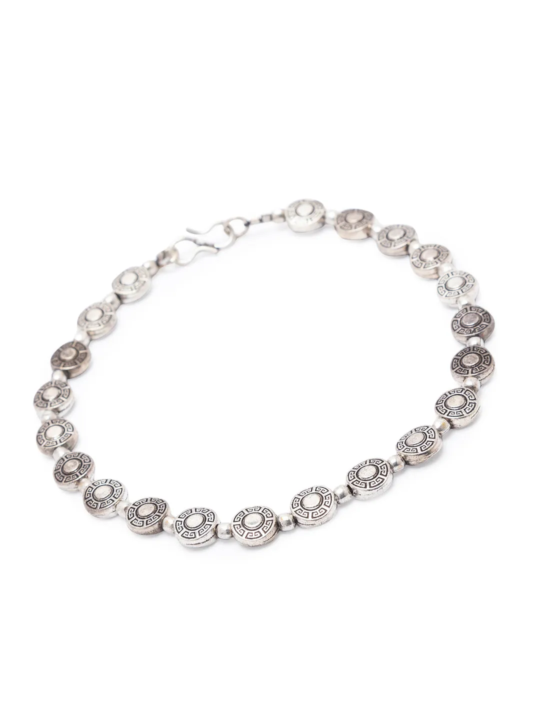 German Oxidised Silver Anklets Tribal Egypt Design Engraved Coins Payal Silver Plating With Beads Paijan