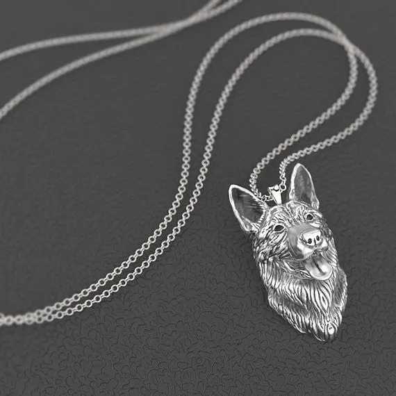 German Shepherd Breed Jewelry Face Pendant
