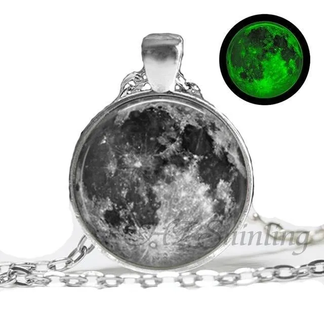 Glowing Moon Pendant Necklace Eclipse Women Jewelry