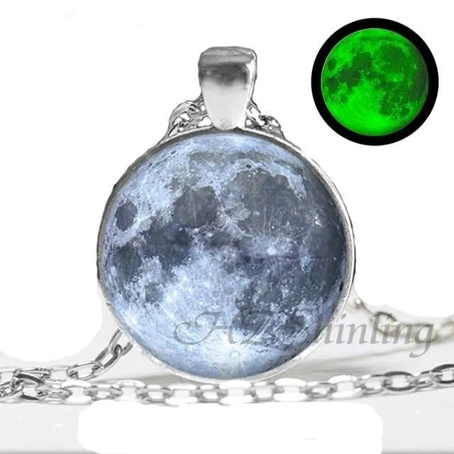 Glowing Moon Pendant Necklace Eclipse Women Jewelry