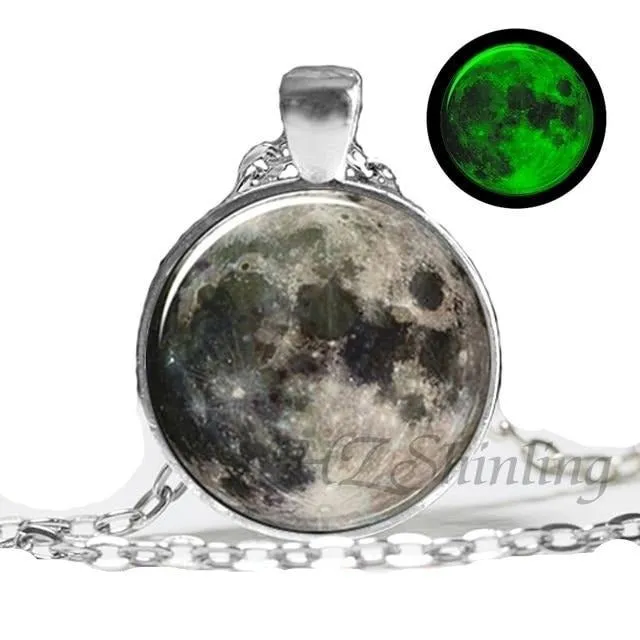 Glowing Moon Pendant Necklace Eclipse Women Jewelry