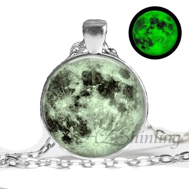 Glowing Moon Pendant Necklace Eclipse Women Jewelry