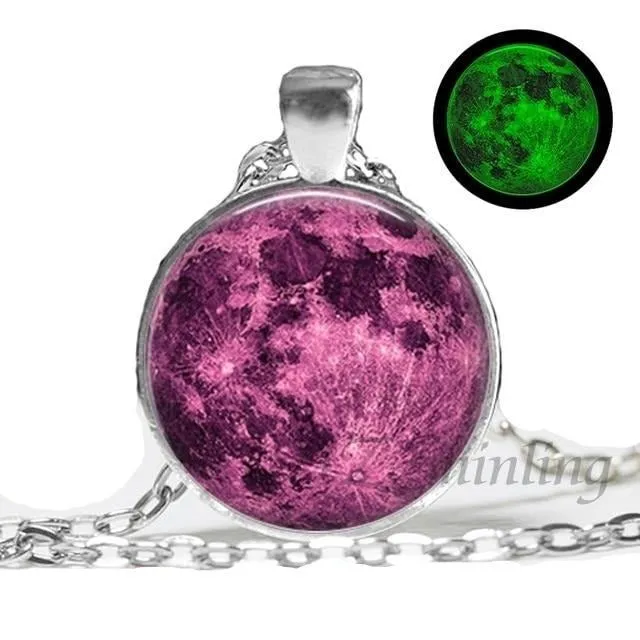 Glowing Moon Pendant Necklace Eclipse Women Jewelry