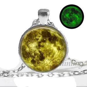 Glowing Moon Pendant Necklace Eclipse Women Jewelry