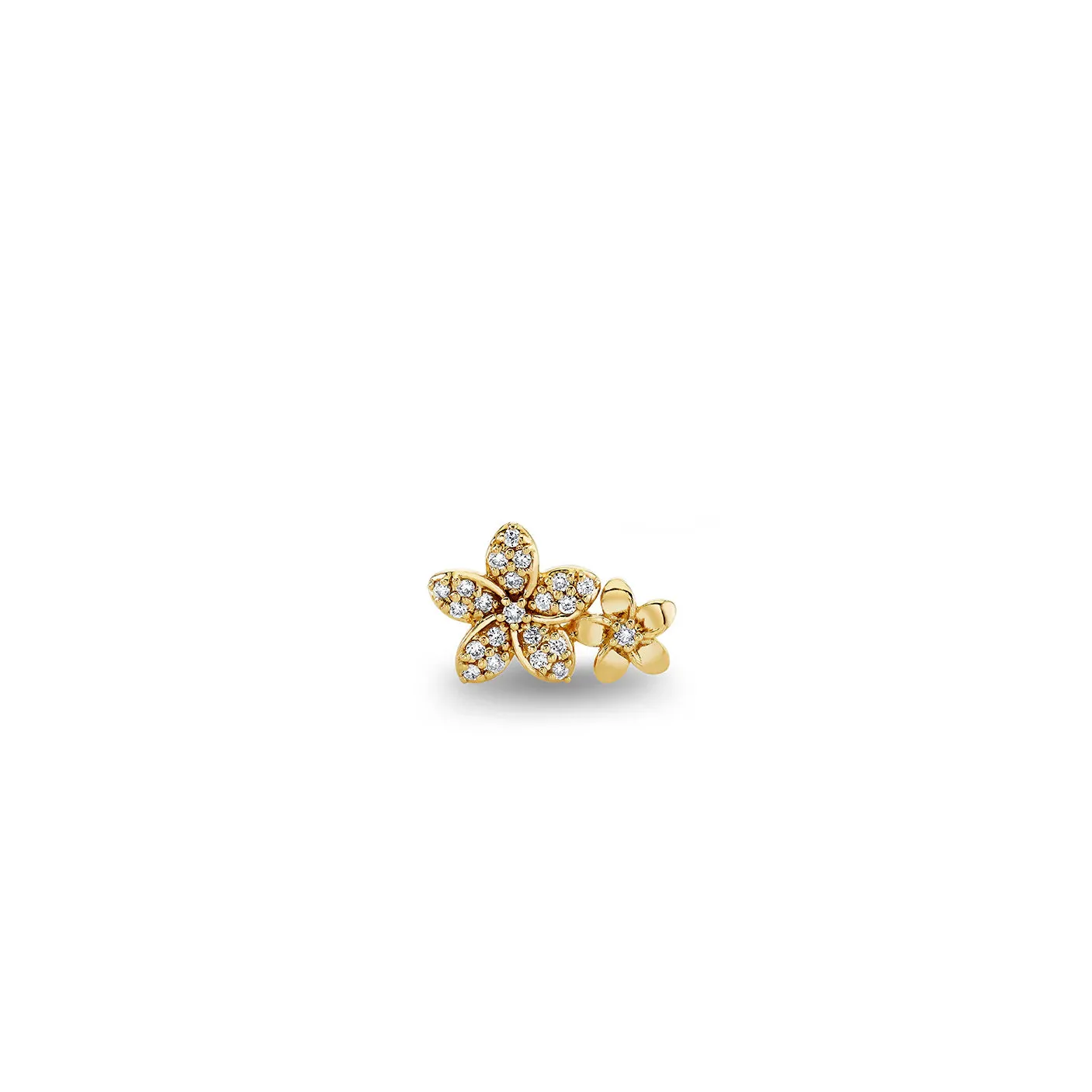 Gold & Diamond Small Double Plumeria Studs