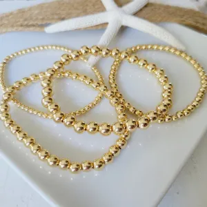 Gold Beaded Stretch Anklet - 3mm, 4mm, 5mm, 6mm
