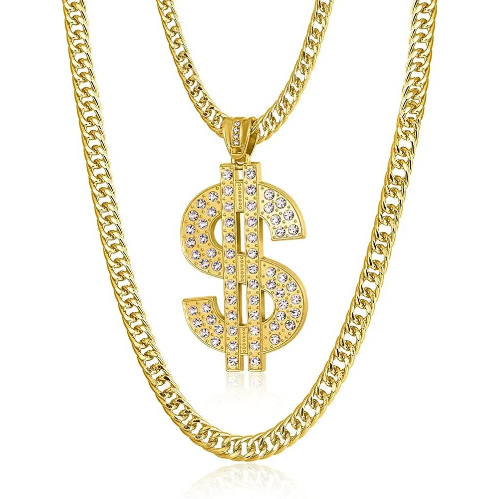 Gold Chain for Men with Dollar Sign Pendant Necklace | Multiple Colors