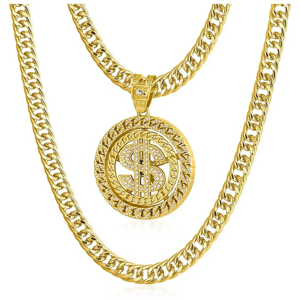 Gold Chain for Men with Dollar Sign Pendant Necklace | Multiple Colors