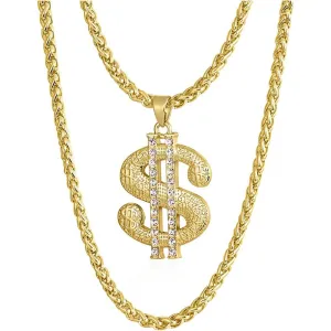 Gold Chain for Men with Dollar Sign Pendant Necklace | Multiple Colors
