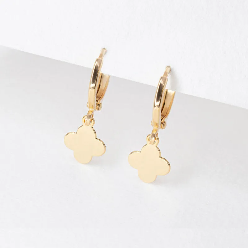 Gold Dangle Clover Earrings