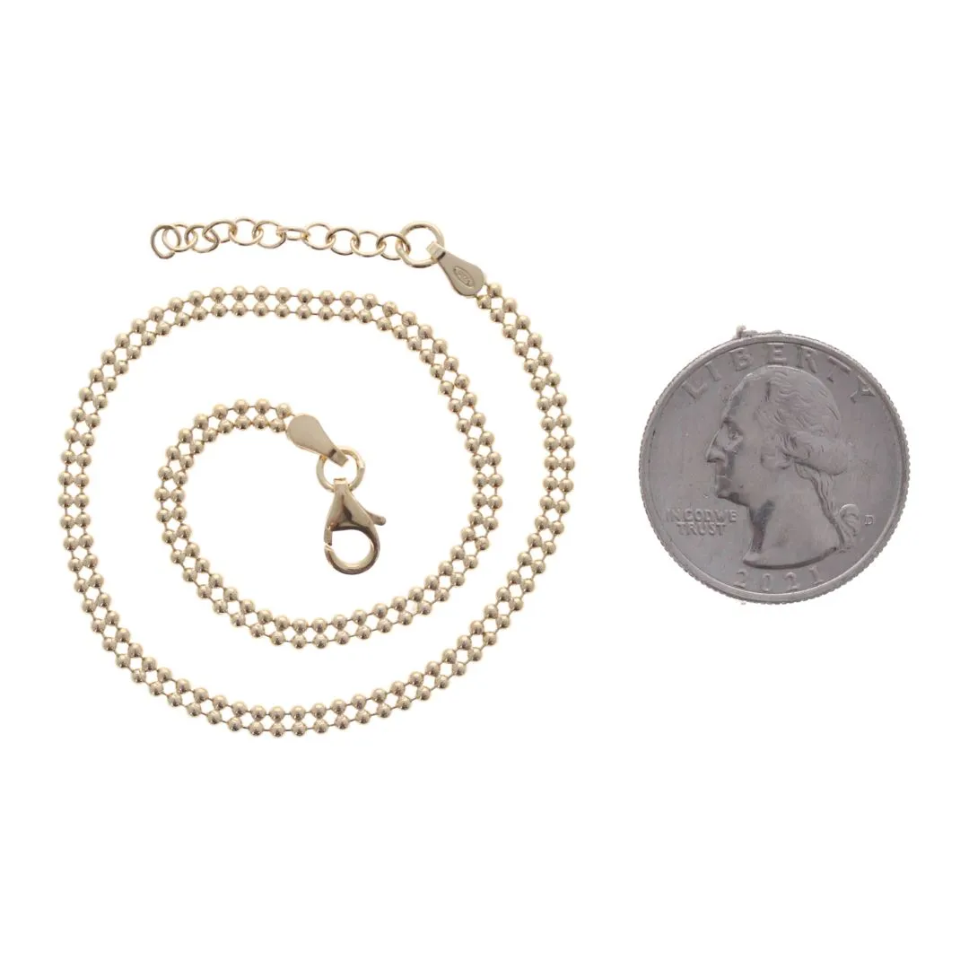Gold Double Row Beaded Anklet