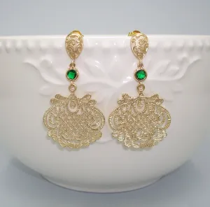 Gold Filigree Chandelier Earrings