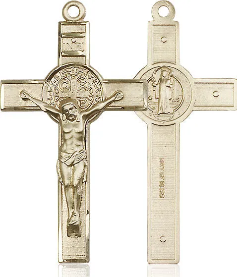 Gold Filled St Benedict Crucifix Pendant  (1 1/4")
