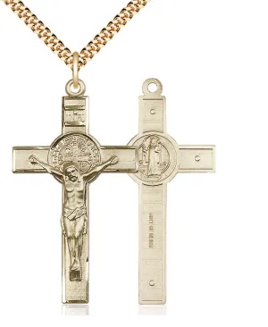 Gold Filled St Benedict Crucifix Pendant  (1 1/4")